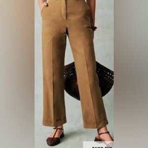 Sezane Ancelin Wide Leg Trousers Walnut, Sz 10 / 42